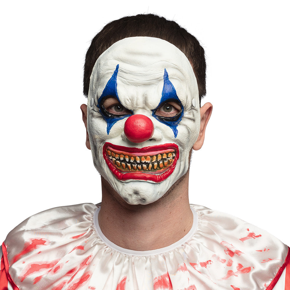 Masque Clown Terrifiant Blanc Bleu Rouge - Déguisement Adulte