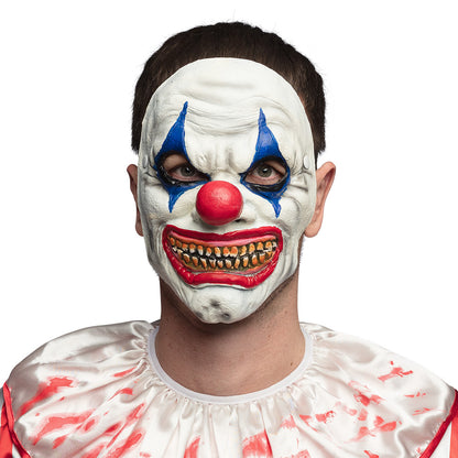 Masque Clown Terrifiant Blanc Bleu Rouge - Déguisement Adulte