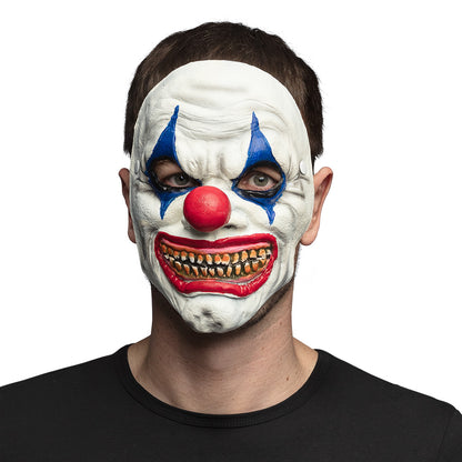 Masque Clown Terrifiant Blanc Bleu Rouge - Déguisement Adulte