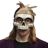 Masque Crâne Skull Amérindien avec Plumes - Déguisement Halloween