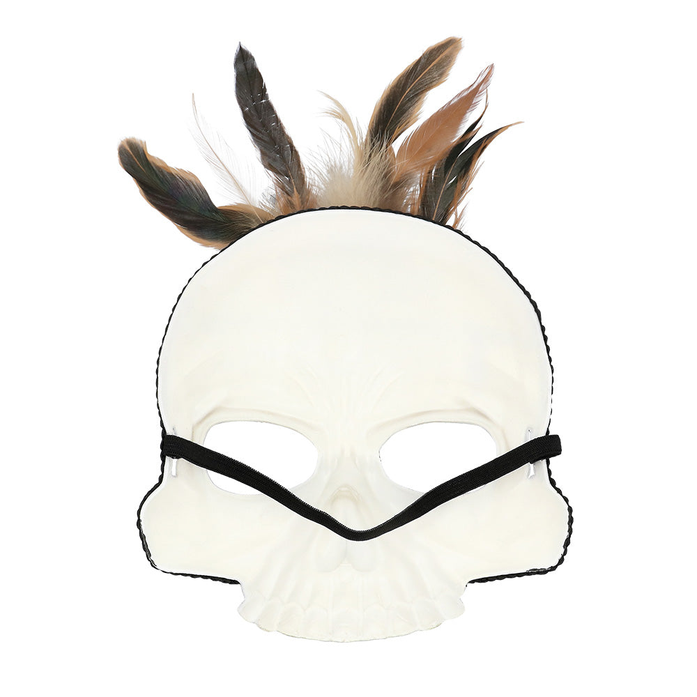 Masque Crâne Skull Amérindien avec Plumes - Déguisement Halloween