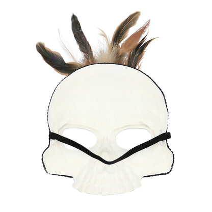 Masque Crâne Skull Amérindien avec Plumes - Déguisement Halloween