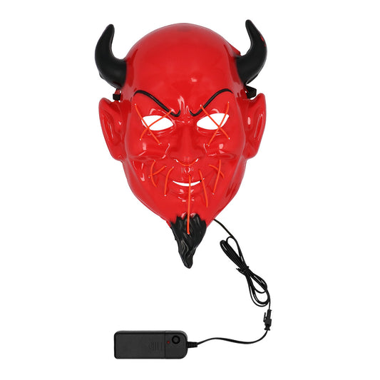 Masque Diable LED 3 Modes - Cornes Neon Rouge Halloween