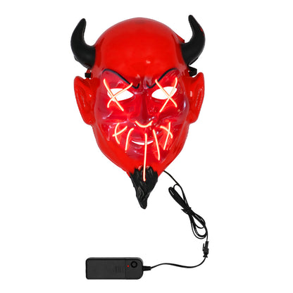 Masque Diable LED 3 Modes - Cornes Neon Rouge Halloween
