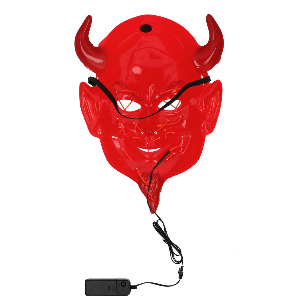 Masque Diable LED 3 Modes - Cornes Neon Rouge Halloween