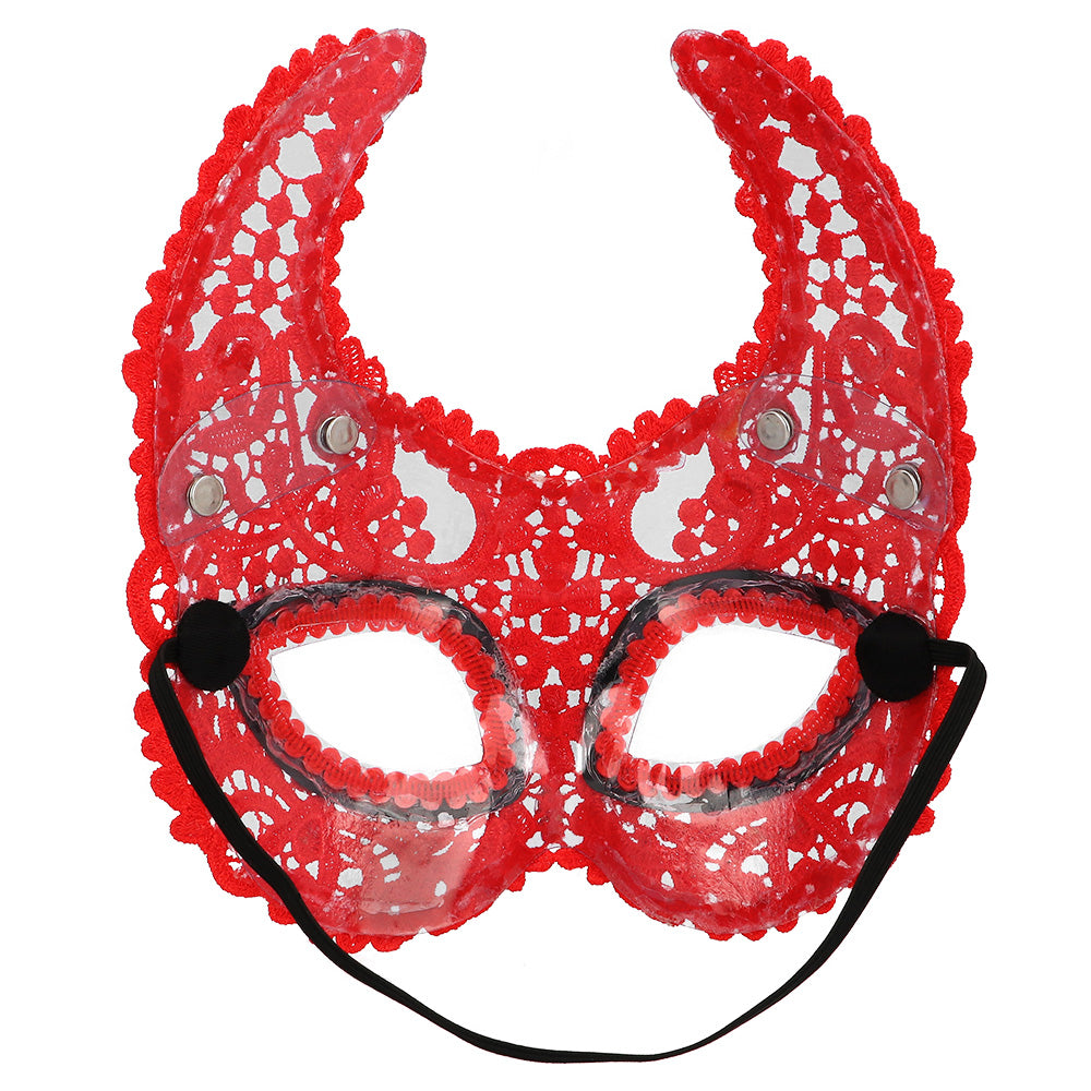 Loup Masque Chat Dentelle Rouge Paillettes - Accessoire Soirée
