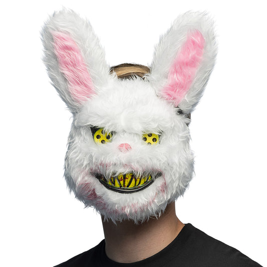 Masque Lapin Blanc Terrifiant - Yeux Jaunes & Dents Jaunes