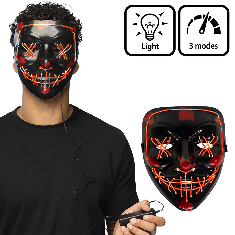 Masque LED Lumineux Halloween Visage Citrouille 3 Modes