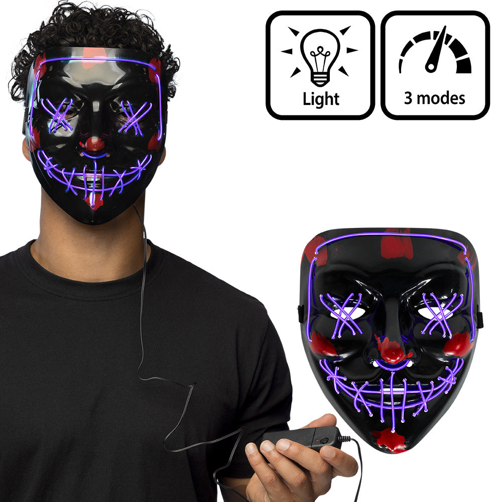 Masque LED Lumineux Halloween Visage Citrouille 3 Modes