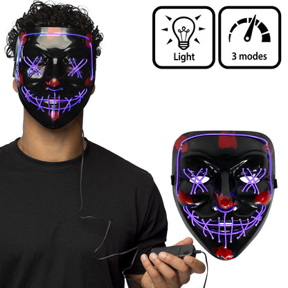 Masque LED Lumineux Halloween Visage Citrouille 3 Modes