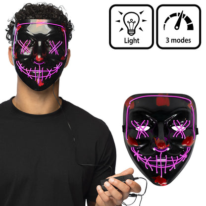 Masque LED Lumineux Halloween Visage Citrouille 3 Modes