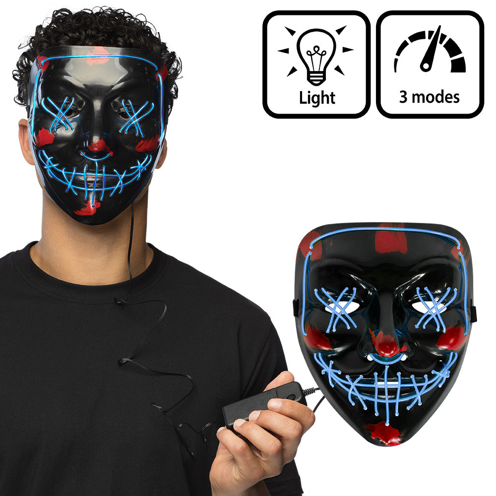 Masque LED Lumineux Halloween Visage Citrouille 3 Modes
