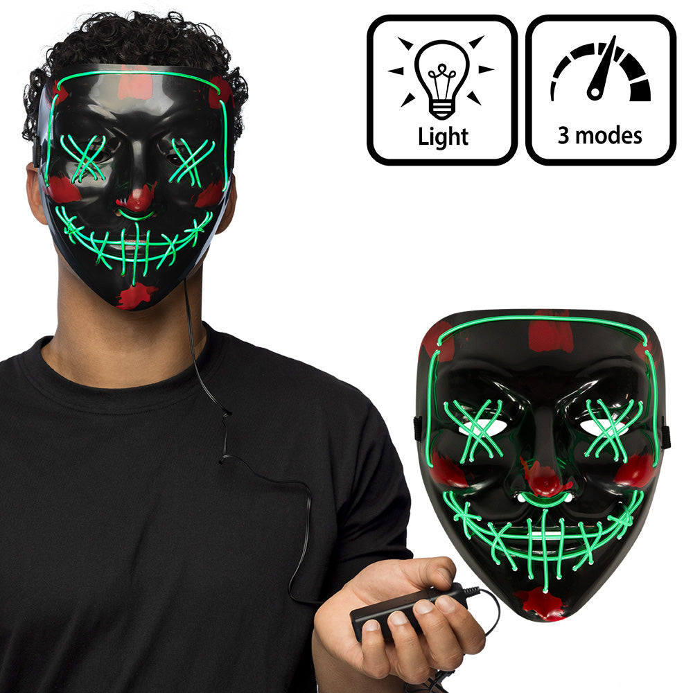 Masque LED Lumineux Halloween Visage Citrouille 3 Modes