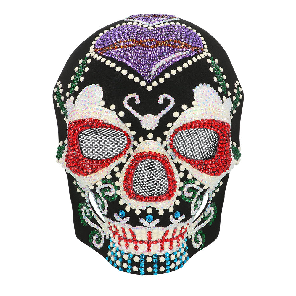 Masque Crâne Mexicain Strass Multicolore - Dia de los Muertos