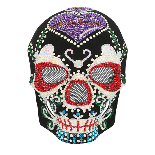 Masque Crâne Mexicain Strass Multicolore - Dia de los Muertos