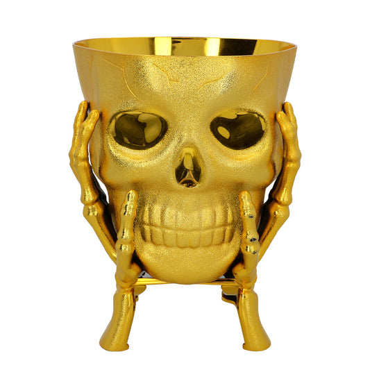 Calice Crâne Doré Gothique - Accessoire Halloween Macabre