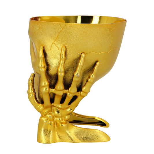 Calice Crâne Doré Gothique - Accessoire Halloween Macabre