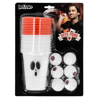 Set Halloween Beer Pong 11 gobelets citrouille fantôme + balles yeux