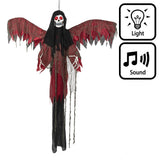 Faucheuse Sanglante avec Ailes Rouges et Lumière - Décoration Halloween