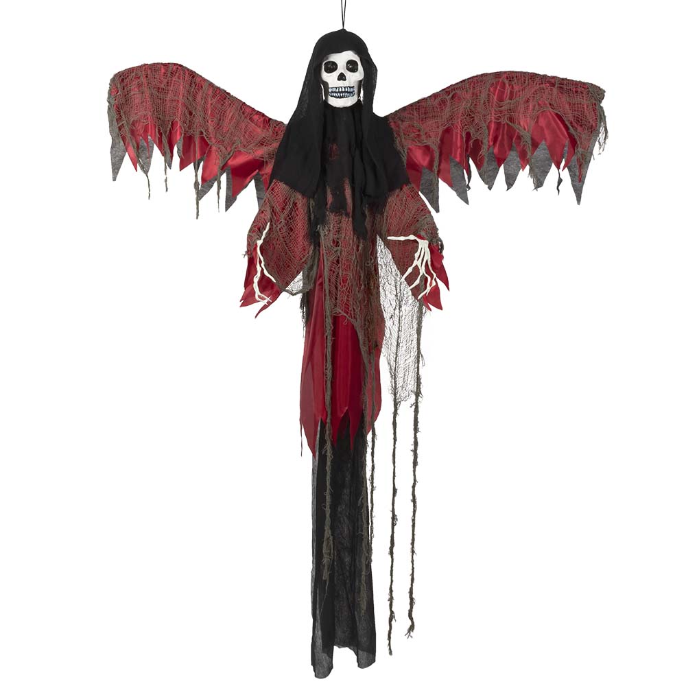 Faucheuse Sanglante avec Ailes Rouges et Lumière - Décoration Halloween