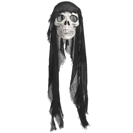 Masque Crâne Squelette avec Cheveux Longs - Halloween Gothique