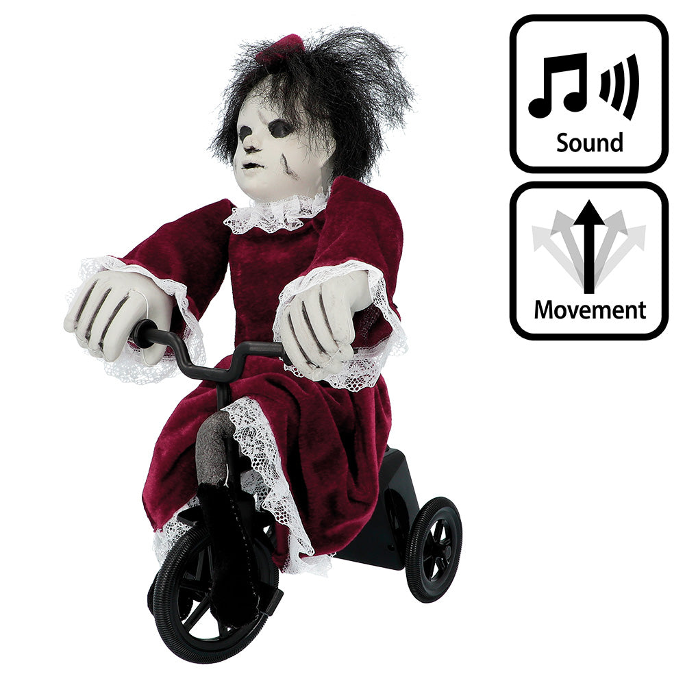 Poupée Tricycle Goth Animée - Son et Mouvement Halloween