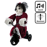 Poupée Tricycle Goth Animée - Son et Mouvement Halloween