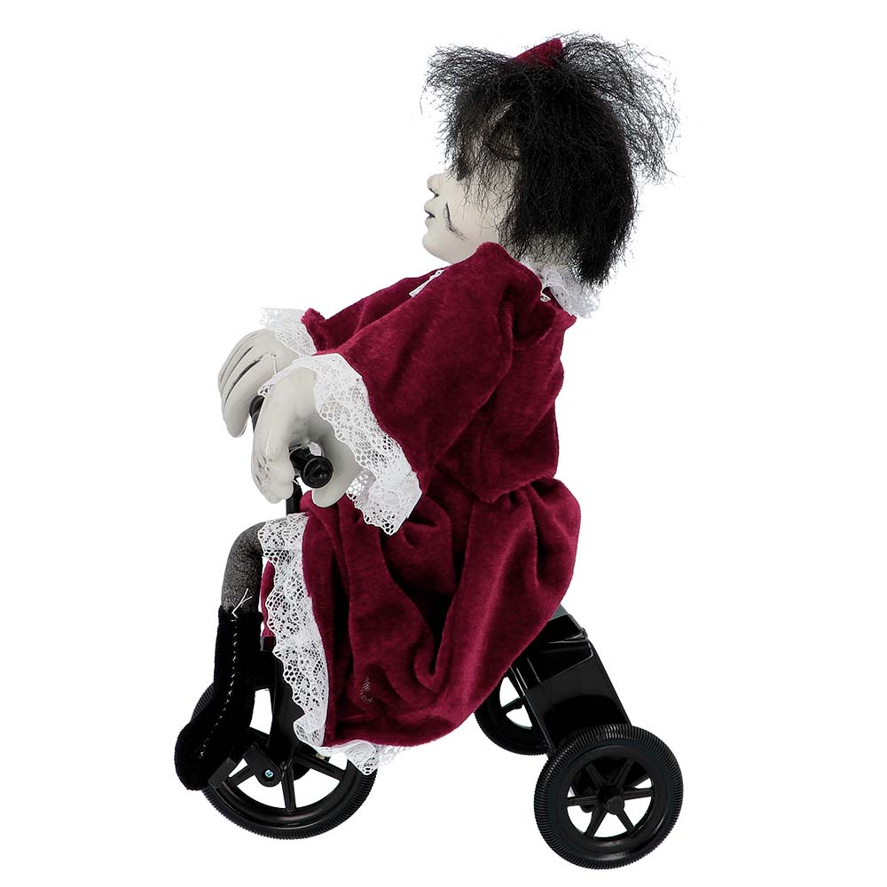 Poupée Tricycle Goth Animée - Son et Mouvement Halloween