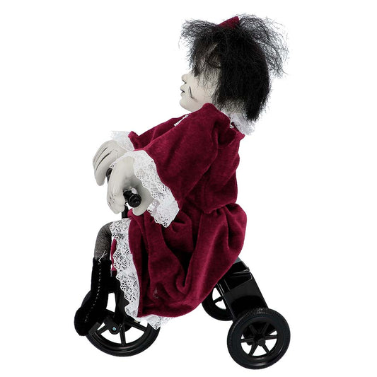 Poupée Tricycle Goth Animée - Son et Mouvement Halloween