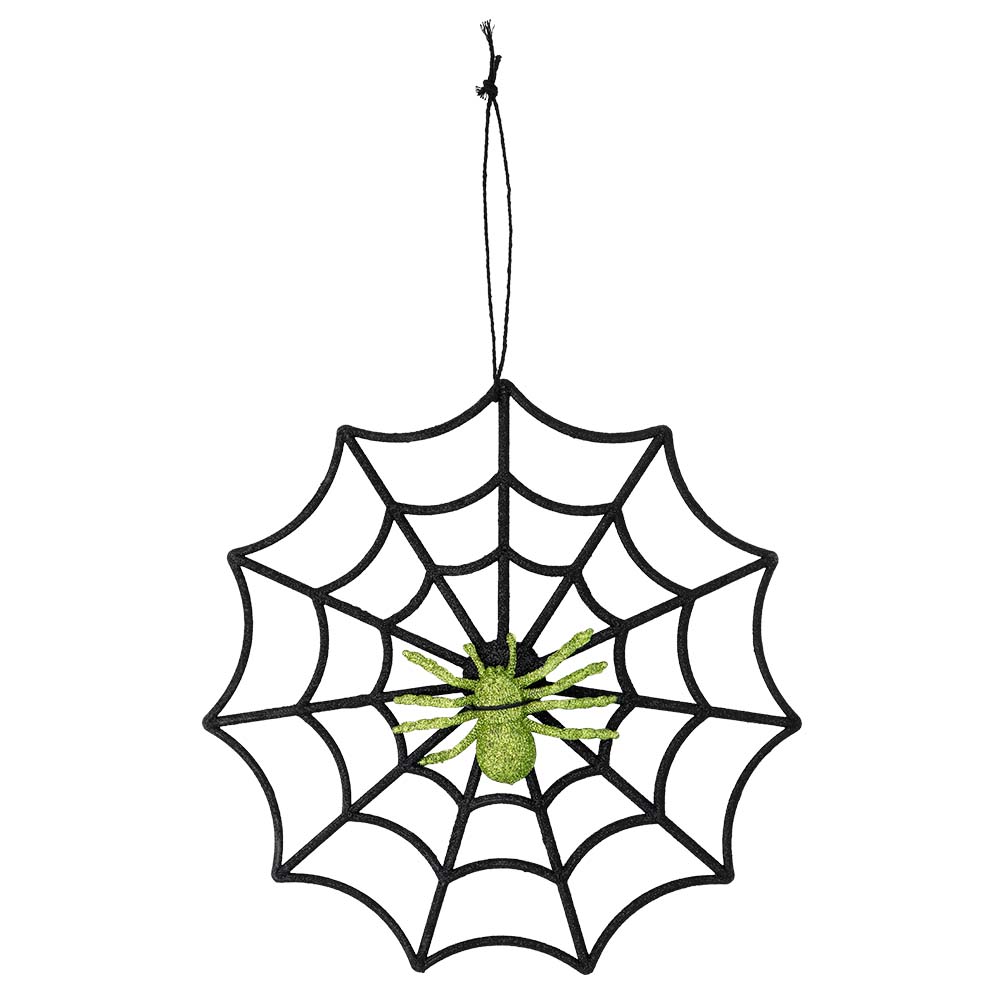 Décoration Toile d'Araignée Noire avec Araignée Verte
