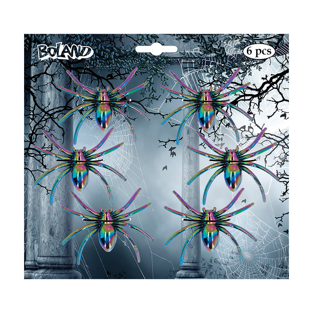 Araignées Iridescentes Décoration Halloween - Set de 6 Pièces