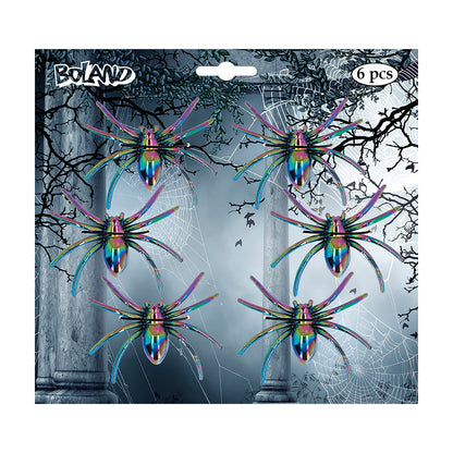 Araignées Iridescentes Décoration Halloween - Set de 6 Pièces