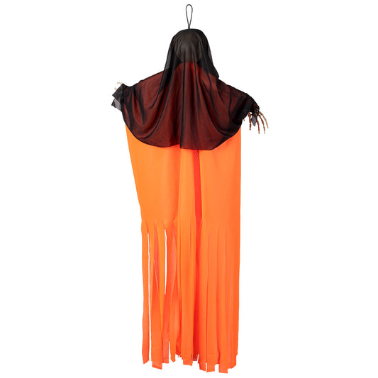 Décoration Halloween Faucheuse Squelette Orange Suspendue