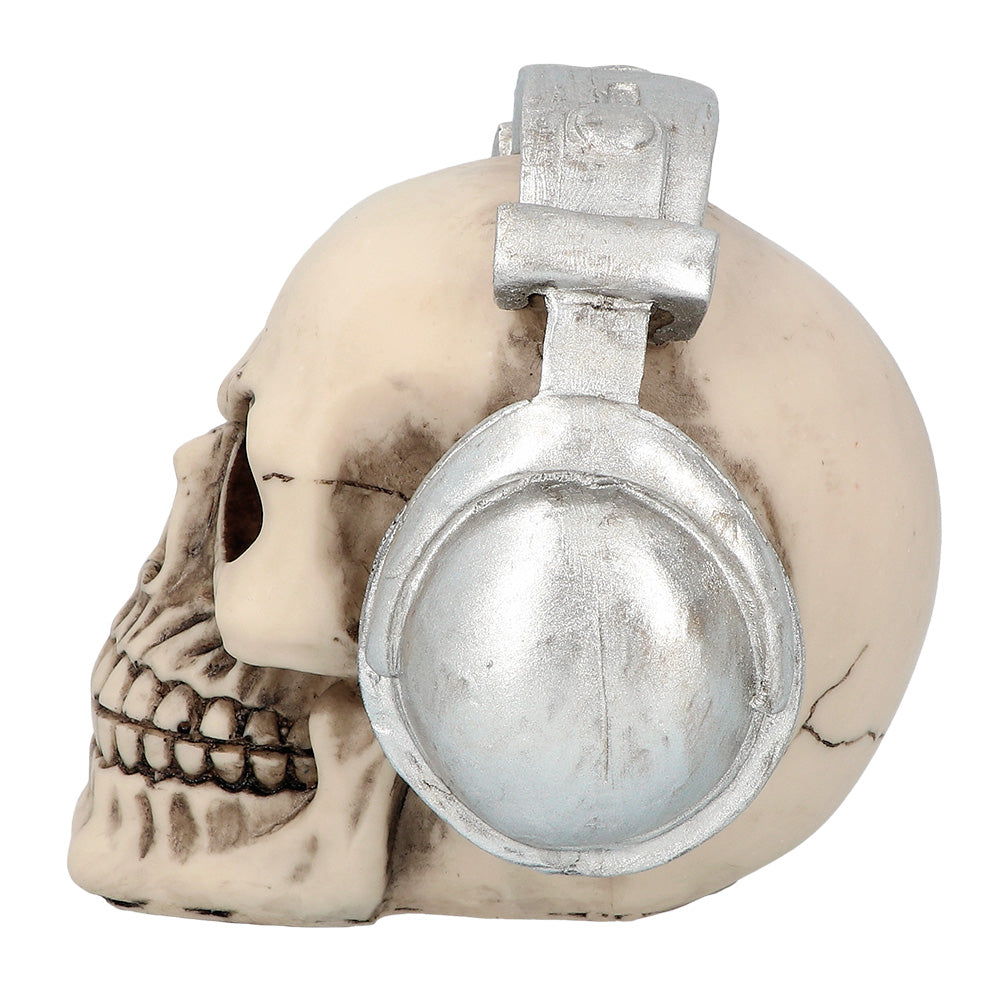 Crâne avec Casque Audio Argent - Accessoire Décoration Halloween