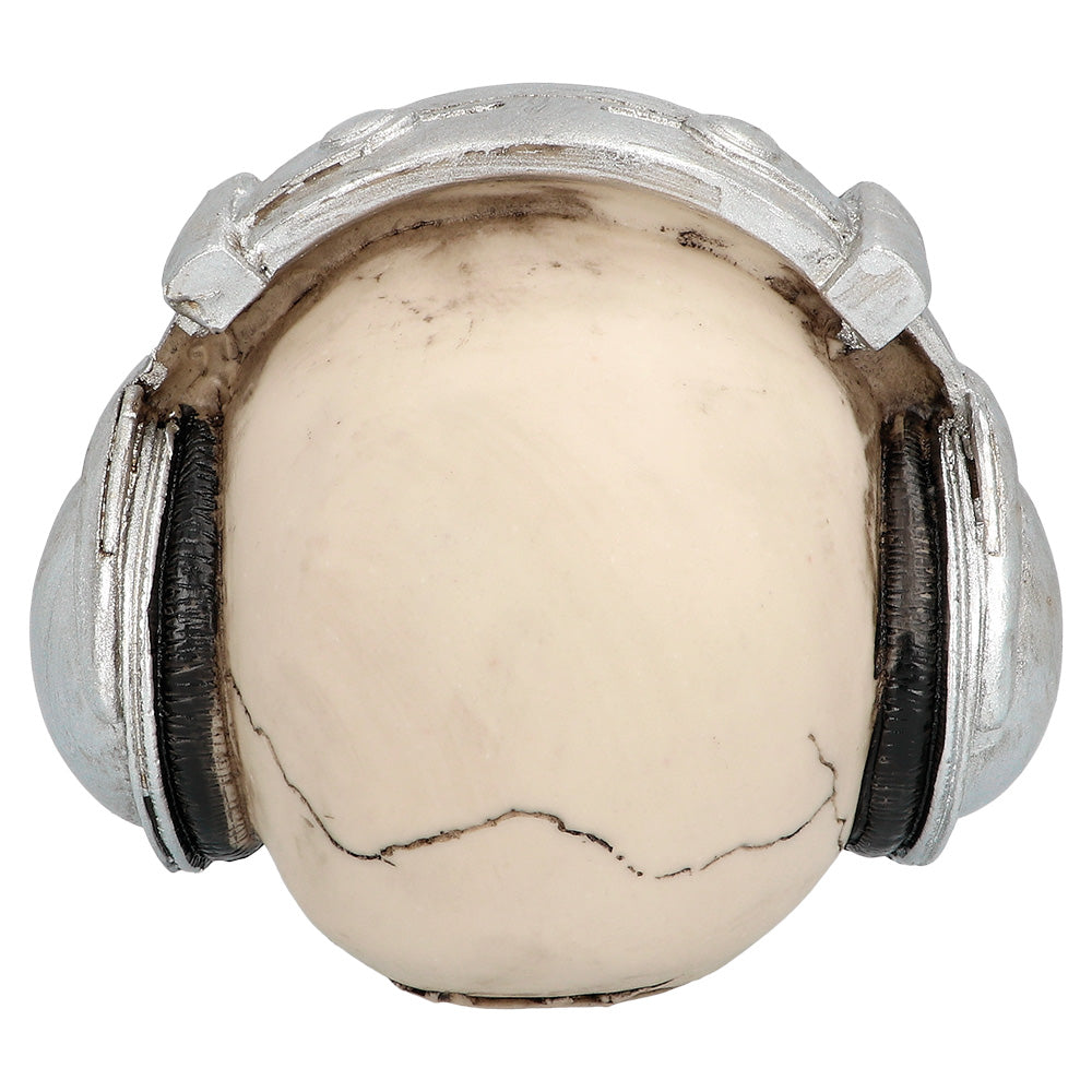 Crâne avec Casque Audio Argent - Accessoire Décoration Halloween