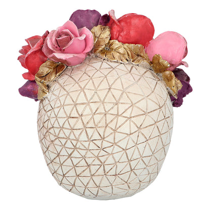 Crâne Blanc Fleuri avec Roses - Décoration Halloween Gothique