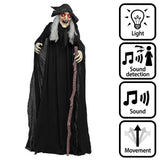 Sorcière Furieuse 170cm - Décoration Halloween Animée avec Lumière et Son
