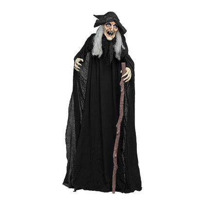 Sorcière Furieuse 170cm - Décoration Halloween Animée avec Lumière et Son
