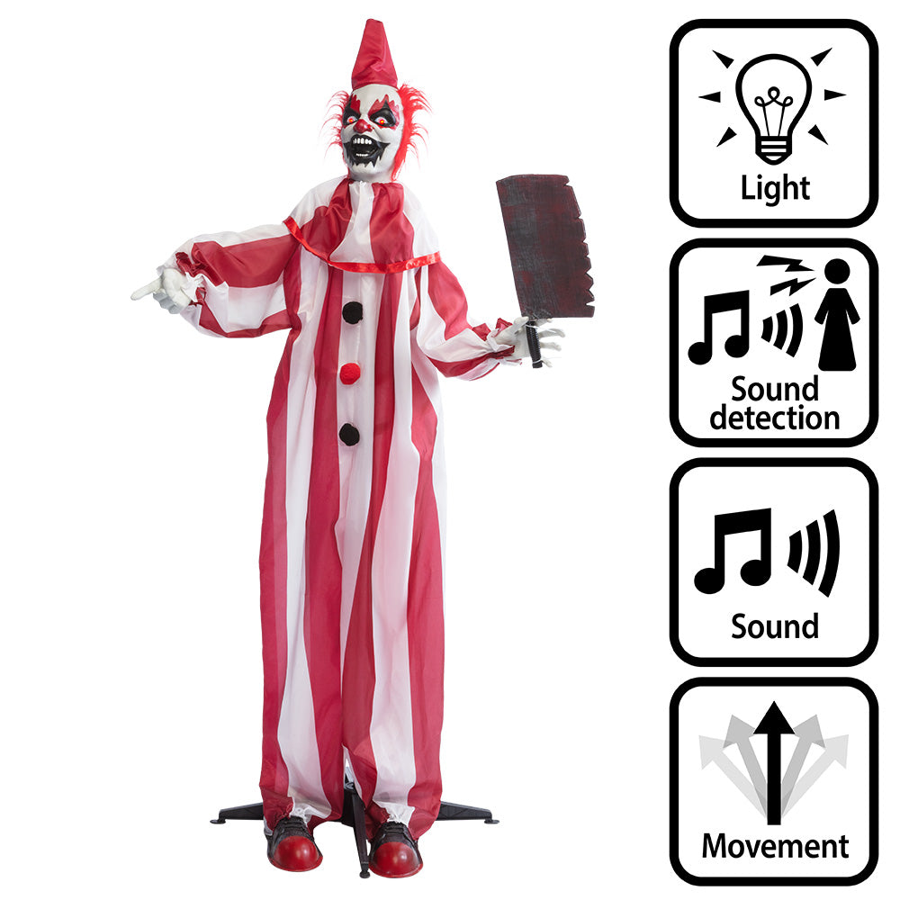 Clown Chuckles Géant 170cm - Décoration Halloween Lumineuse et Sonore