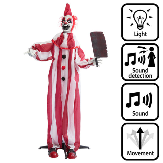 Clown Chuckles Géant 170cm - Décoration Halloween Lumineuse et Sonore