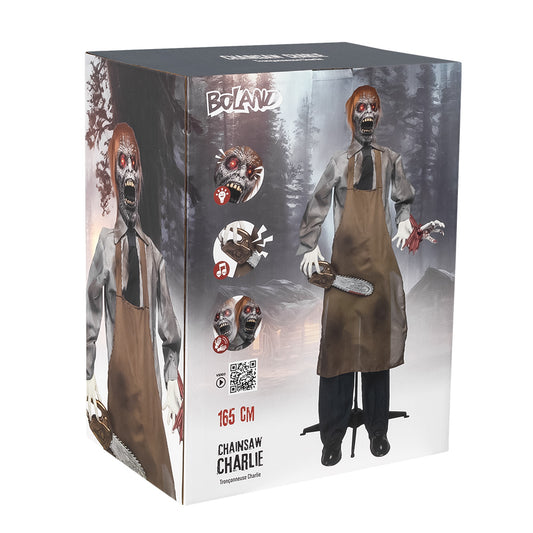 Chainsaw Charlie Zombie 165cm - Décoration Halloween Animée