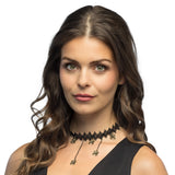 Collier Dentelle Noire Araignées Dorées - Accessoire Halloween