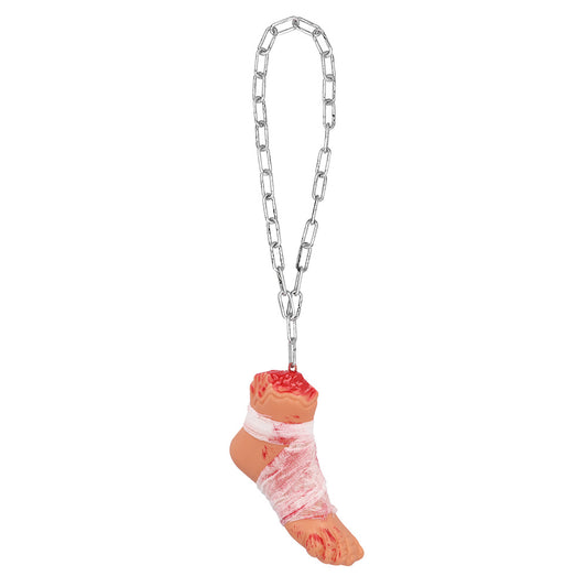 Collier Pied Momifié Chaîne Métallique - Accessoire Halloween