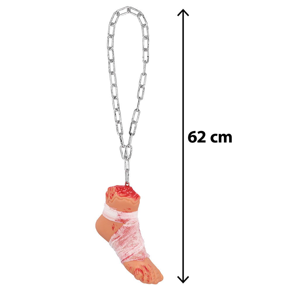 Collier Pied Momifié Chaîne Métallique - Accessoire Halloween
