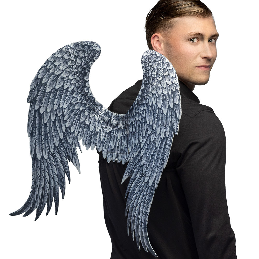 Ailes d'Ange Gris Detaillées - Déguisement Céleste