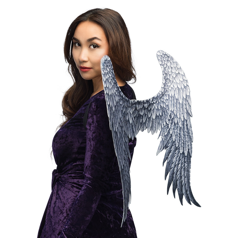 Ailes d'Ange Gris Detaillées - Déguisement Céleste