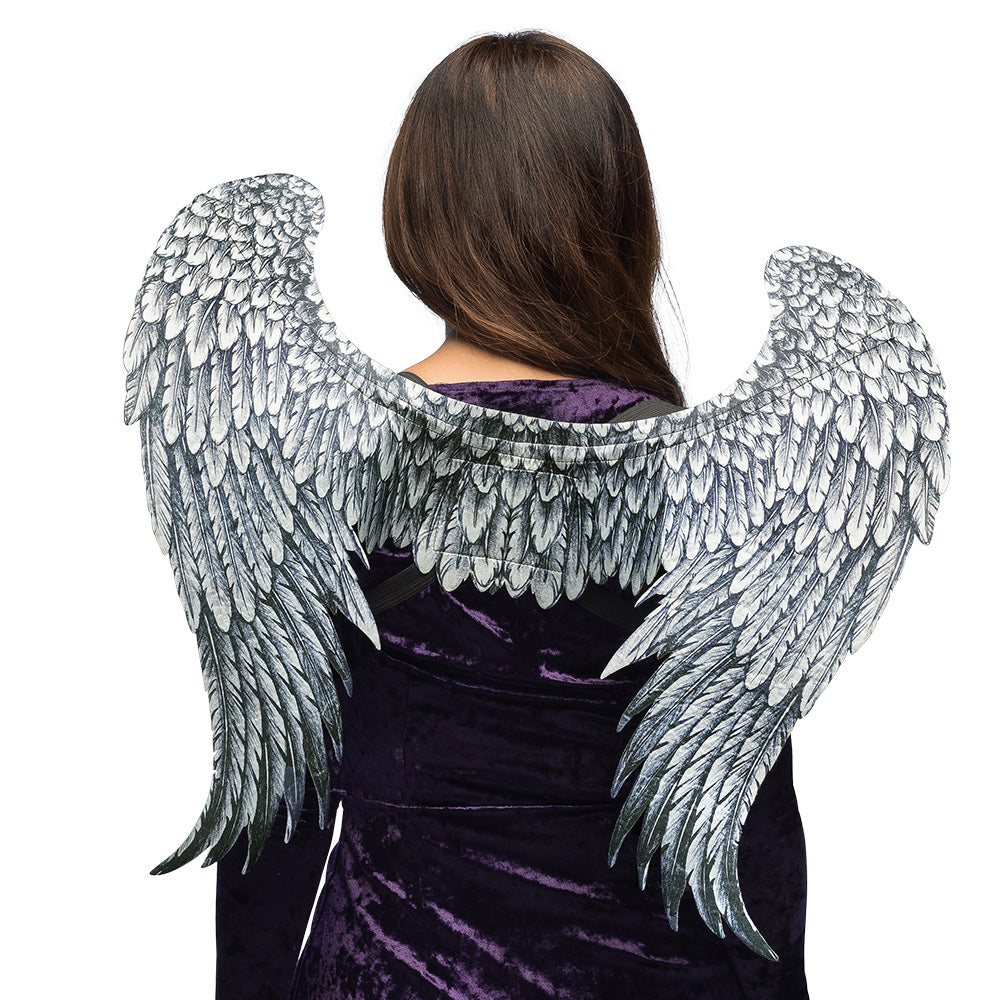 Ailes d'Ange Gris Detaillées - Déguisement Céleste