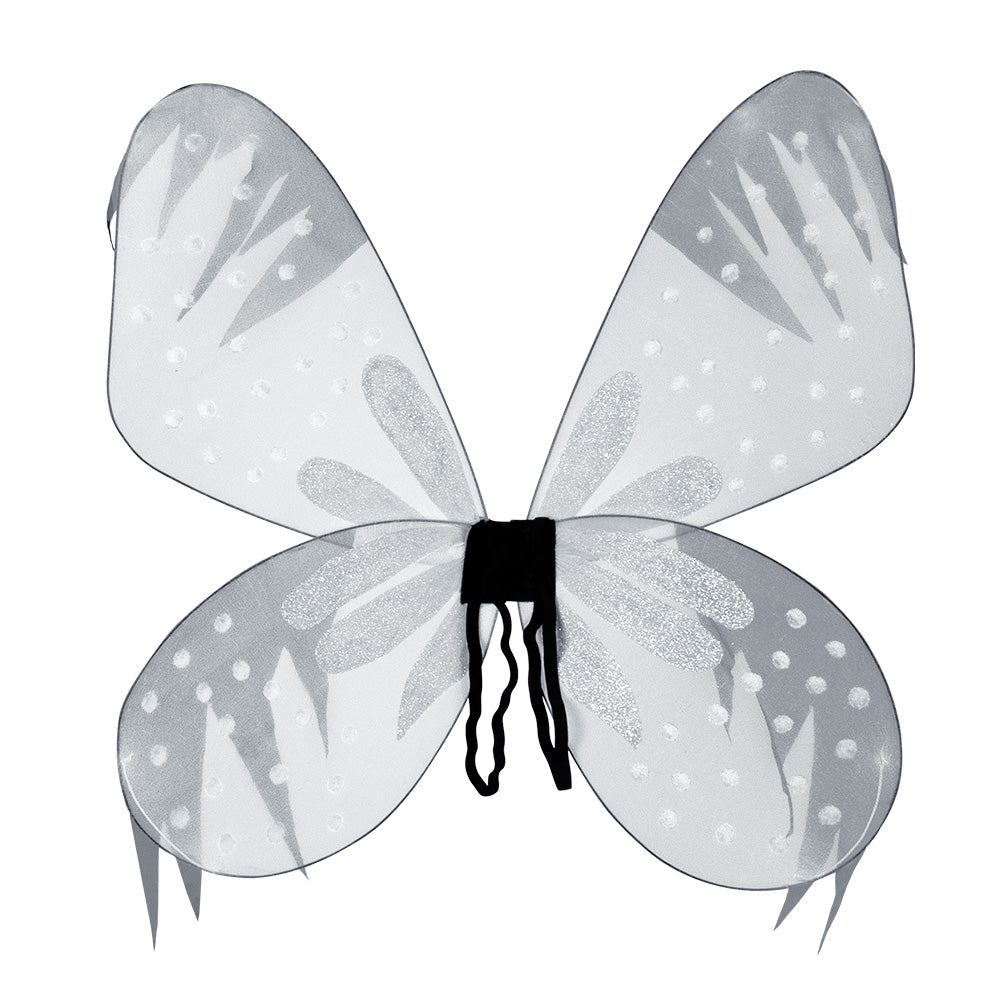 Ailes de Fée Scintillantes Grises et Blanches - Accessoire Déguisement