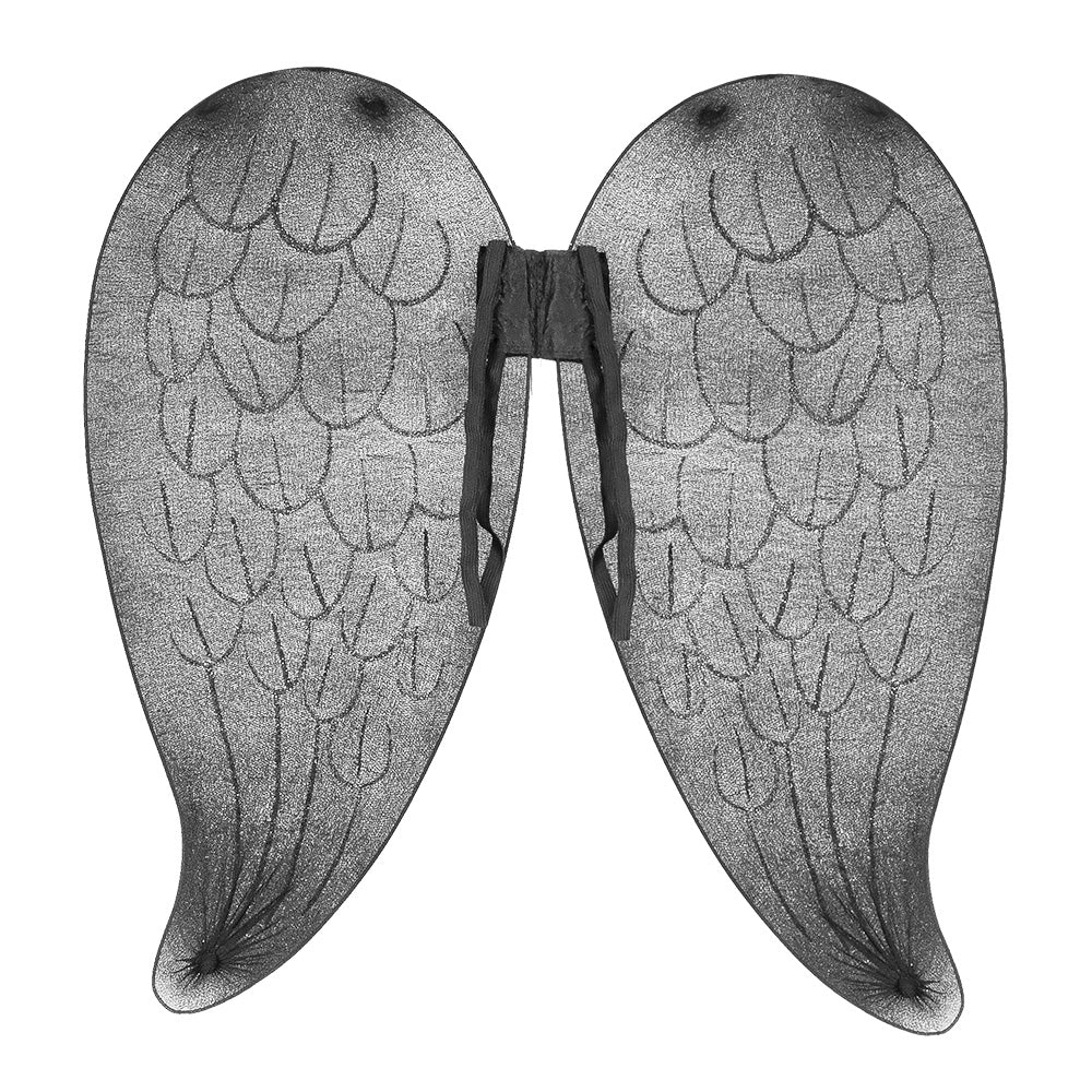 Ailes d'Ange Noires à Paillettes - Déguisement Ailes Adulte