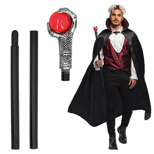 Déguisement Vampire Luxe avec Canne Sceptre Rouge et Noir